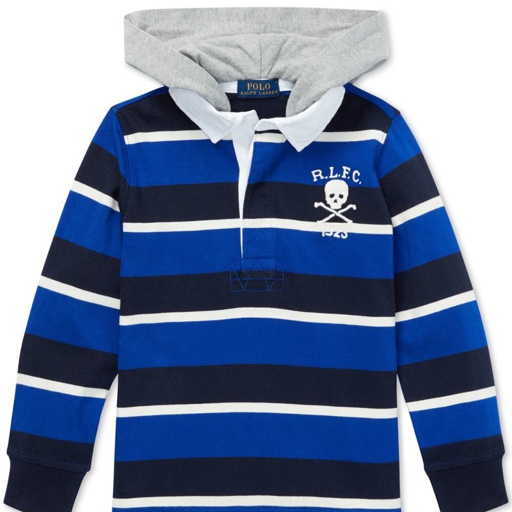 Polo Ralph Lauren Boys Striped Hooded Cotton Rugby
